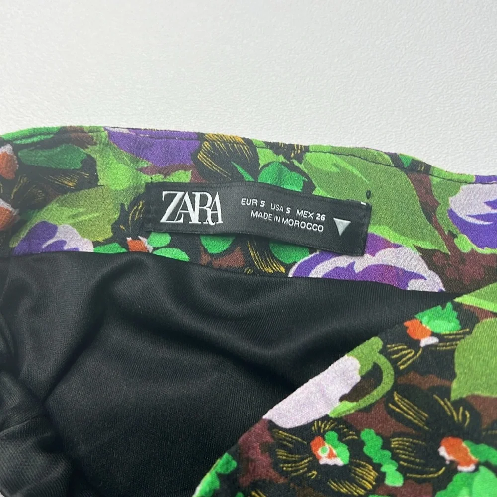 ZARA skirt Floral Mini ruffle festival party edgy bold layer colorful romantic S